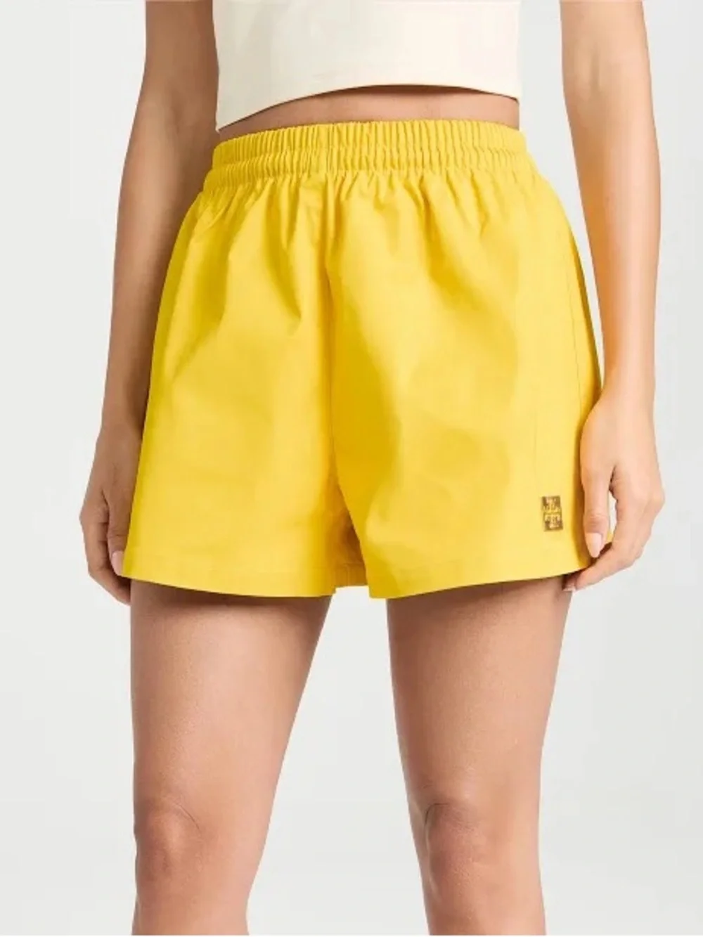 Tory Burch Bright Yellow Elastic-Waist Athletic Shorts